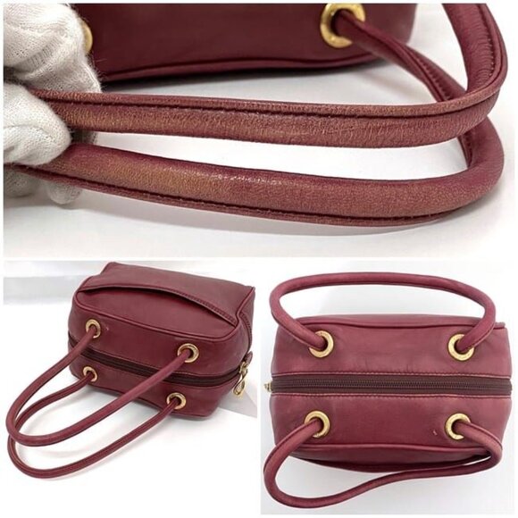 LOEWE Anagram Suede Leather Studs Hand Bag Bordeaux Loewe Handbag Bordeaux Anagram Nappa Leather
